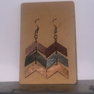Chevron Pattern Wooden Earrings